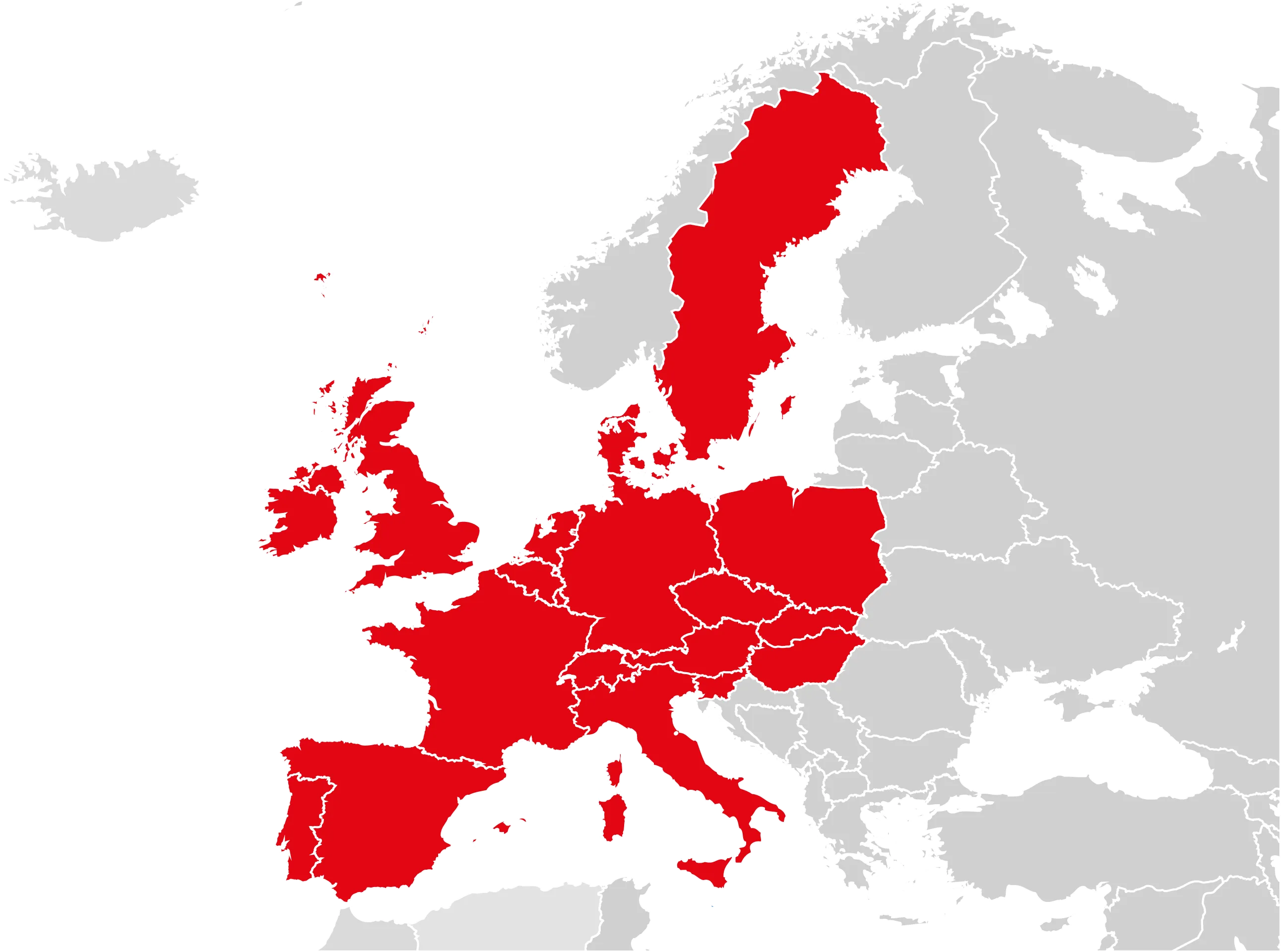 Mapa krajów, do których jeździe MKS transport międzynarodowy